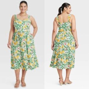 NWT Ava & Viv Lemon Floral Print Sundress Sz 2X